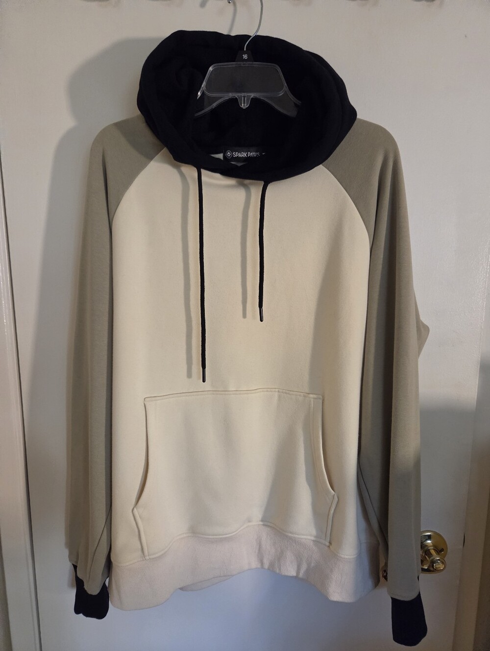 Spark Paws Men's Cream & Olive Hoodie with Black Hood